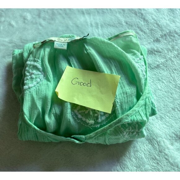 Boden Womens Mint Green Button-Up Embroidered Cotton Top Blouse Sz 8 Lightweight - Picture 9 of 9